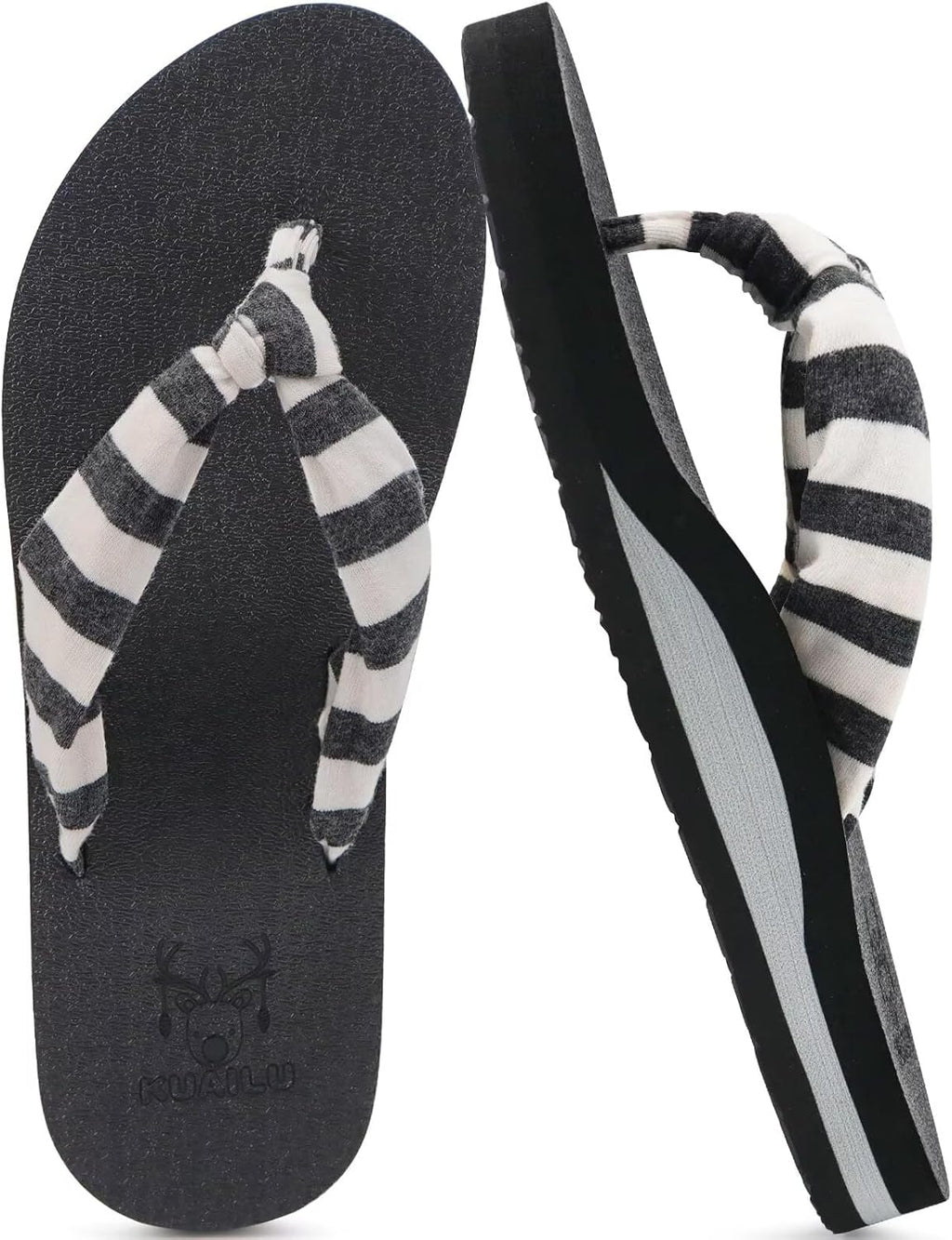 KuaiLu Flip Flops for Women with Arch Support Yoga Mat Comfortable Summer Beach Walking Thong Cushion Sandals Slip On Indoor Outdoor