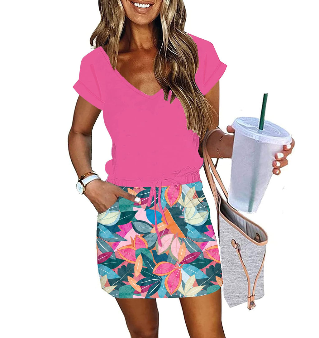 Womens Summer Dress Lantern Sleeve Square Neck Tie Front A-Line Double Layer Hem Mini Dresses